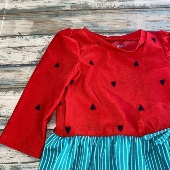 Cat & Jack Baby Girl Watermelon Swim Set Rash Guard Ruffle Bikini 3-6M - Picture 5 of 6